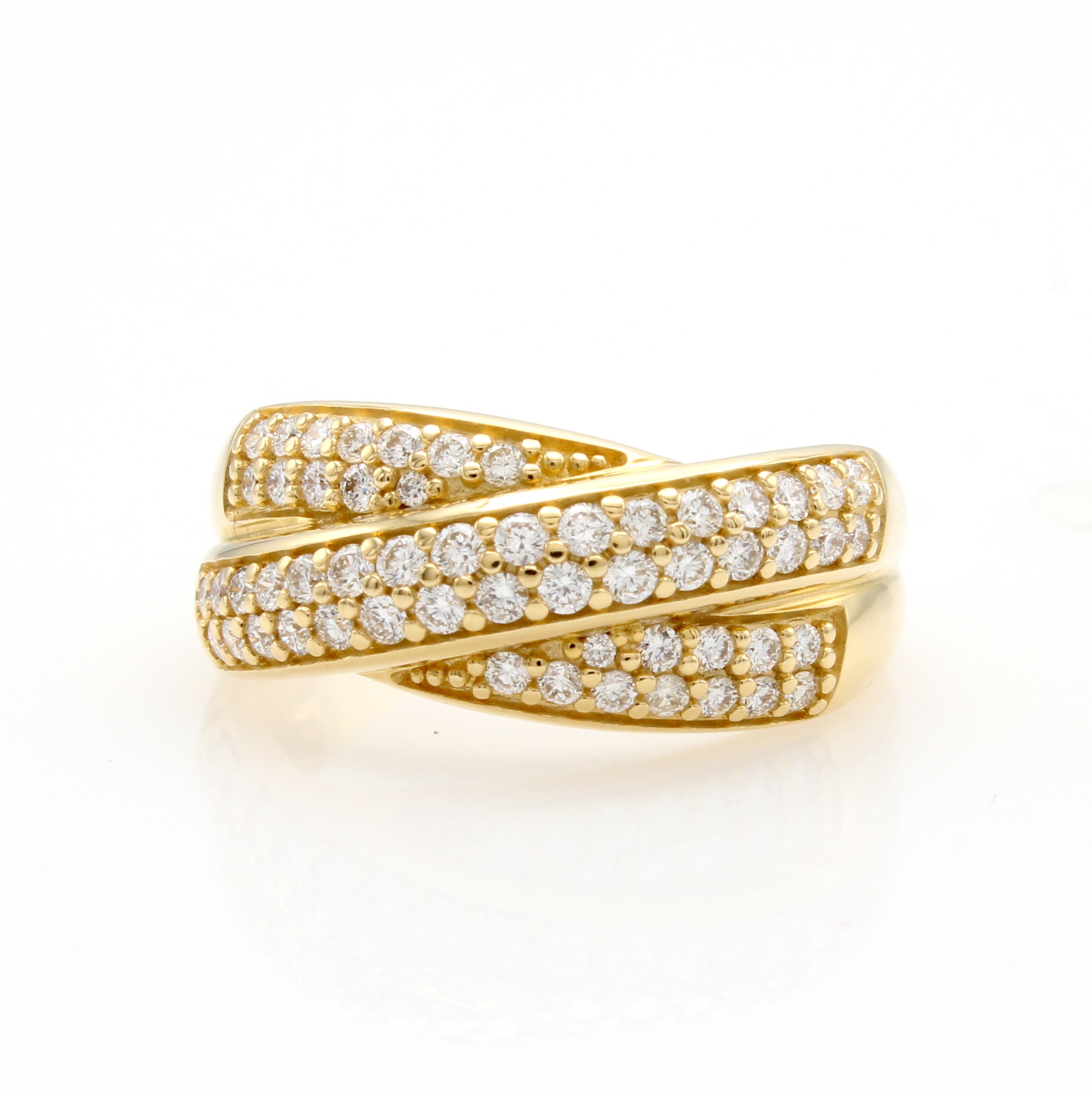 Image 27147149 - Ring mit Brillanten, GG 585/000, Brill. zus. ca. 0.60 ct Weiß/si, 3-rhg., verschlungene ...