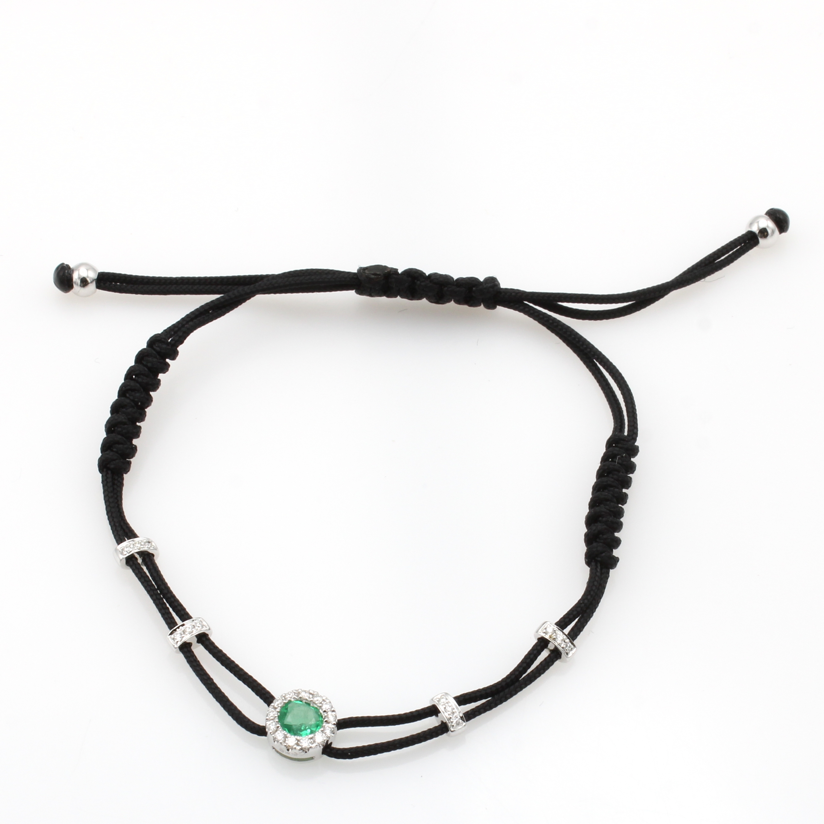 Image 27147194 - Stoffarmband mit Smaragd und Brillanten, WG 750/000, runder Smaragd ca. 0.29 ct, 25 ...