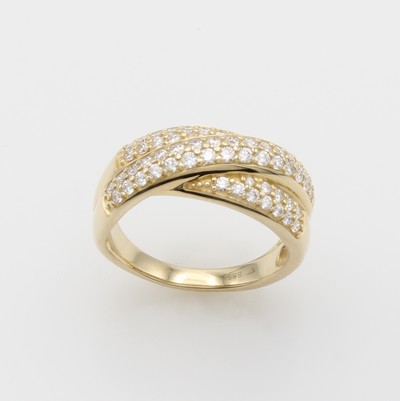 27147149a - Ring mit Brillanten, GG 585/000, Brill. zus. ca. 0.60 ct Weiß/si, 3-rhg., verschlungene ...