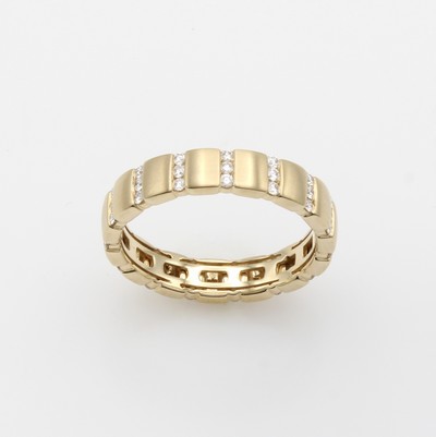 27147151a - Ring mit Brillanten, GG 585/000, rechteckige, matt. Elemente, Brill. zus. ca. 0.45 ct ...
