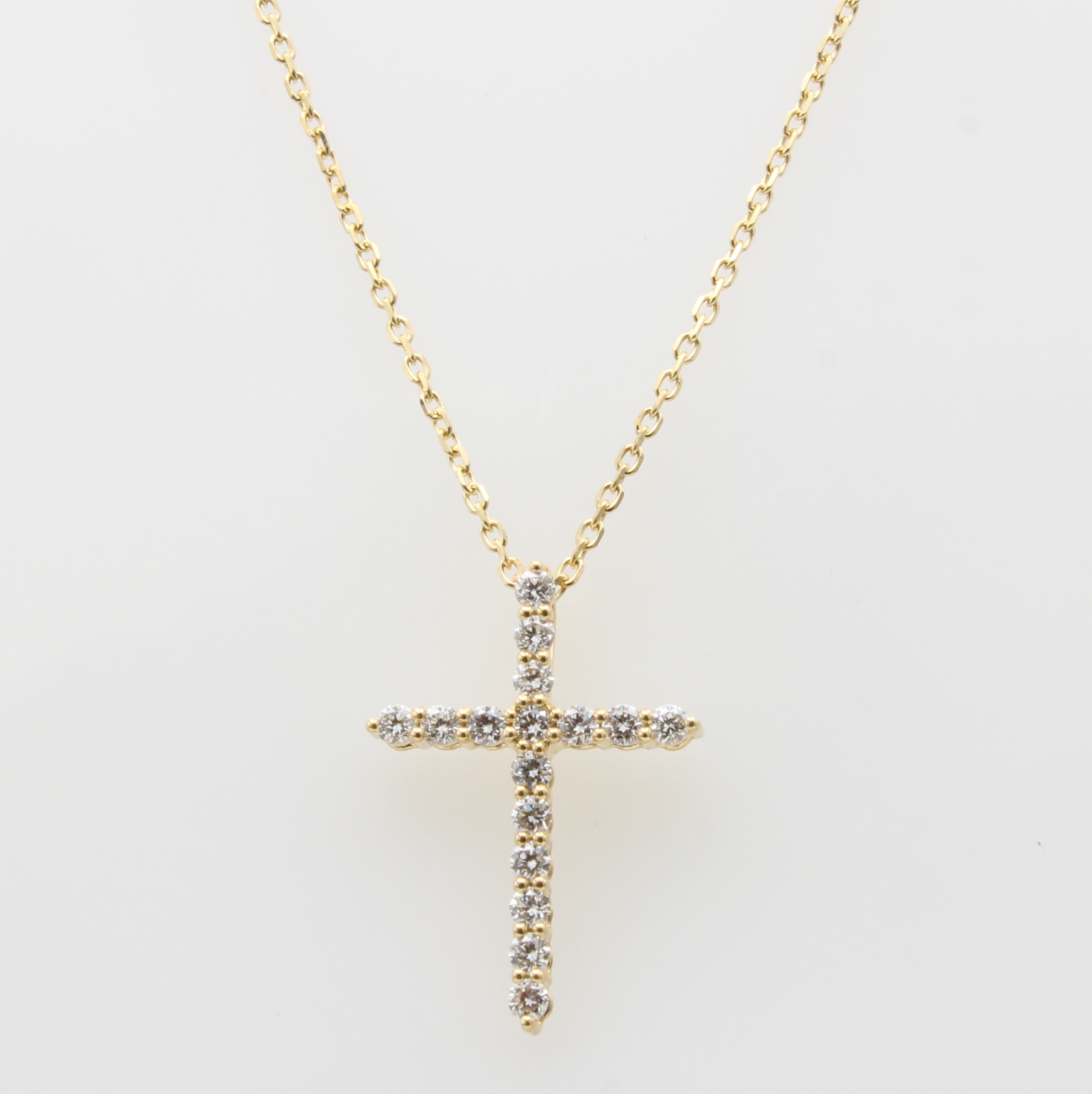 Image 27147231 - Kreuzanhänger mit Brillanten an Kette, GG 750/000, 16 Brill. zus. ca. 0.23 ct feines ...