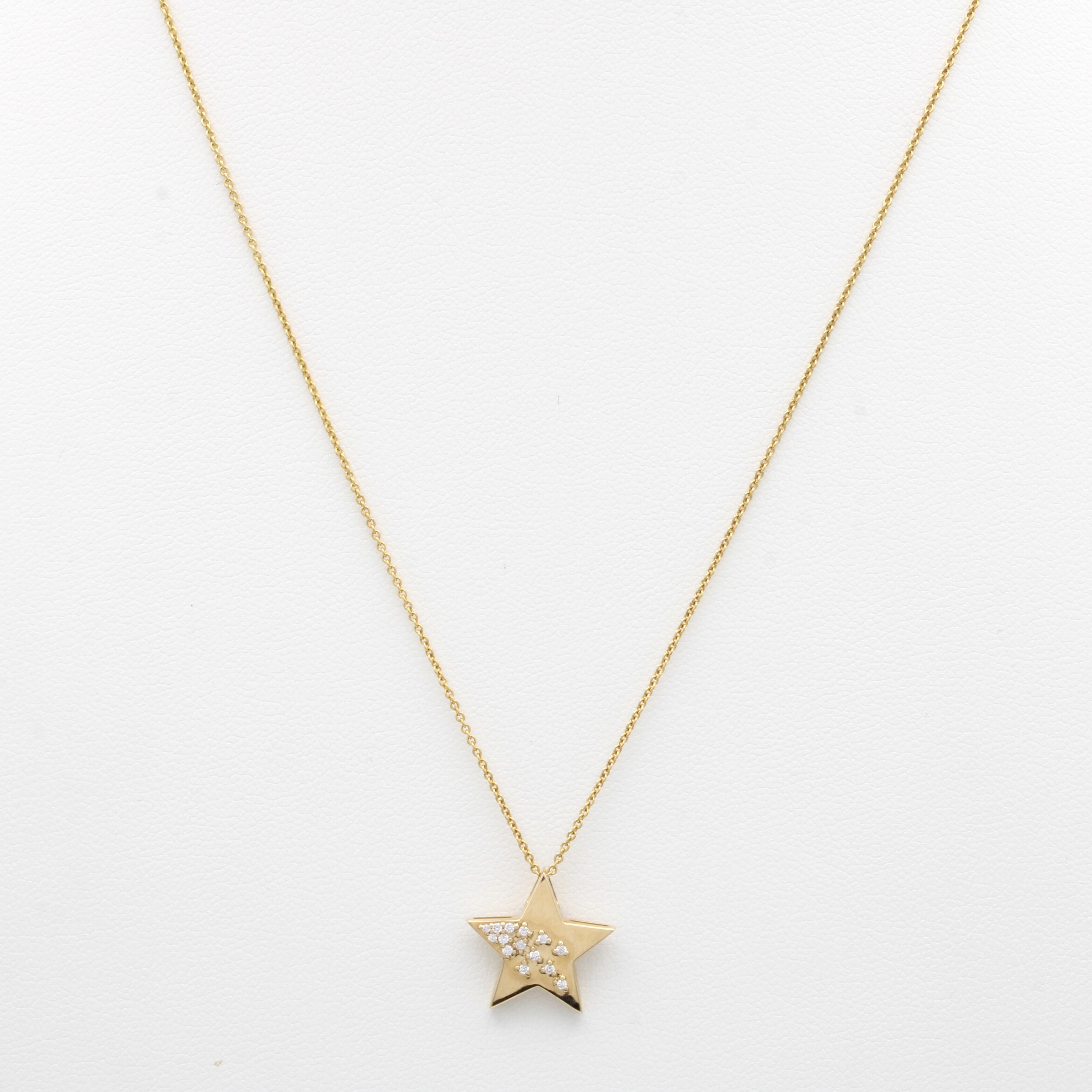 Image 27147234 - Anhänger ´Stern´ mit Brillanten an Kette, GG 585/000, Brill. zus. ca. 0.05 ct Weiß/si, ...