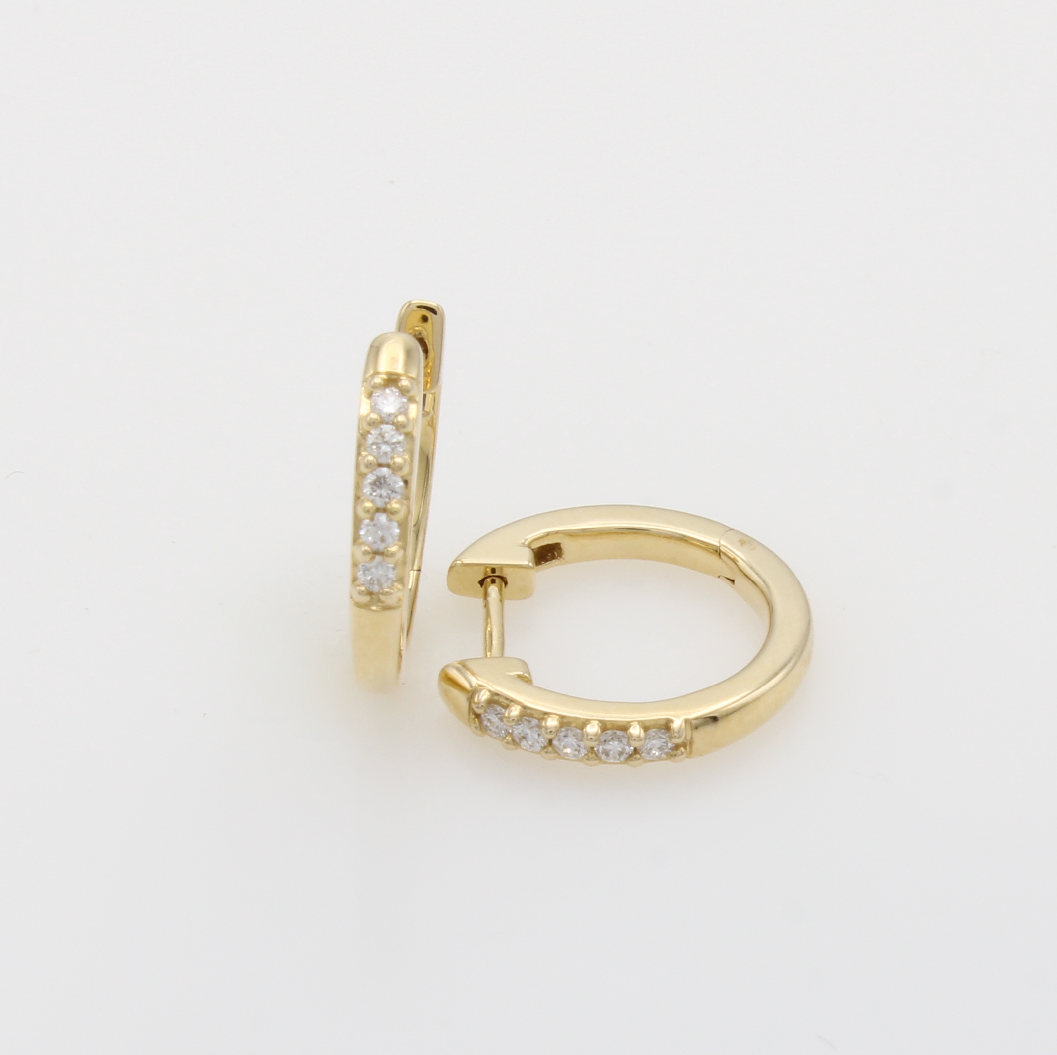 Image 27147311 - Paar Klappcreolen mit Brillanten, GG 585/000, 10 Brill. zus. ca. 0.10 ct Weiß/si, ...