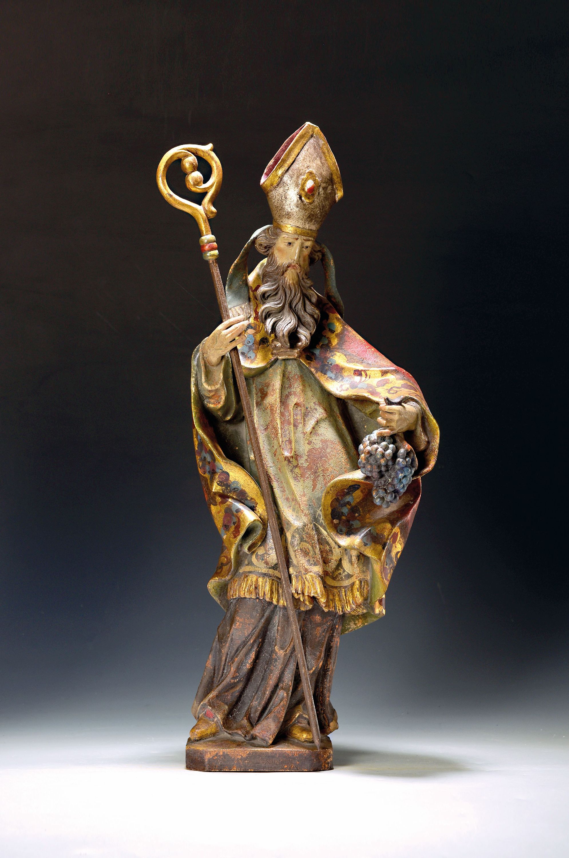 Image 27147921 - Holzskulptur Hl. Urban, süddeutsch, 2.Hälfte 20.Jh., Holz, vollplastisch geschnitzt, ...