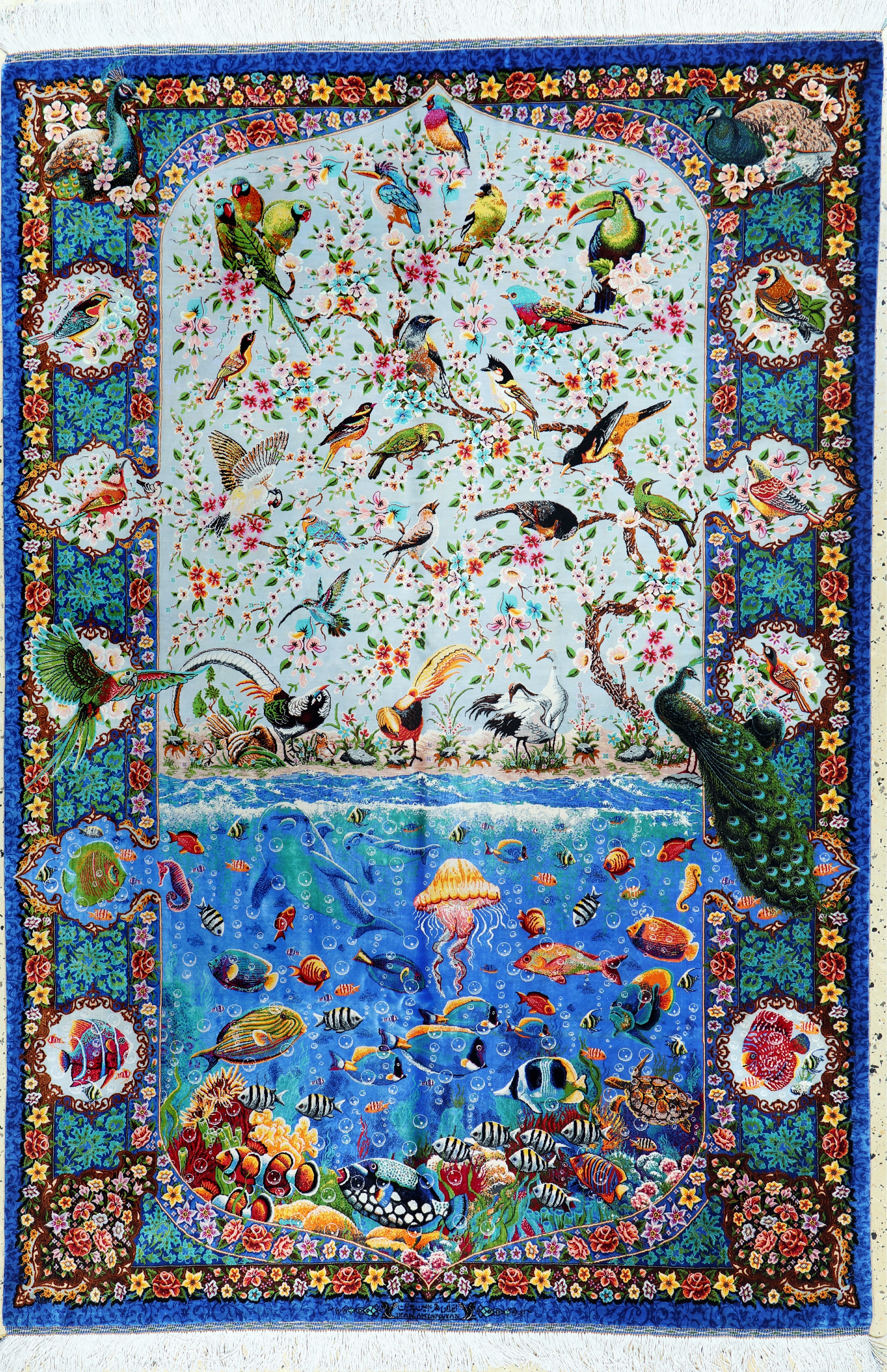 Image 27148073 - Ghom Seide fein Persien, signiert´Amin Poyan´, Neu, reine Naturseide, ca. 203 x 139 cm, ...