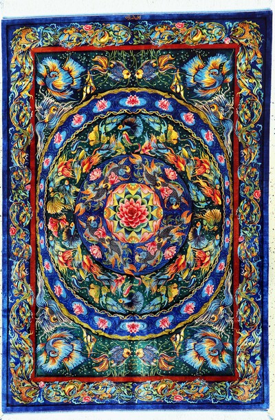 Image Ghom Seide fein Persien, signiert´Traneh´, Neu, reine Naturseide, ca. 205 x 140 cm, ca. ...