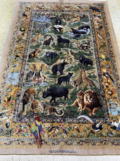 27148071a - Ghom Seide fein Persien, signiert´Sadeghzadeh´, Neu, reine Naturseide, ca. 200 x 137 ...