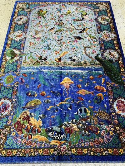 27148073a - Ghom Seide fein Persien, signiert´Amin Poyan´, Neu, reine Naturseide, ca. 203 x 139 cm, ...