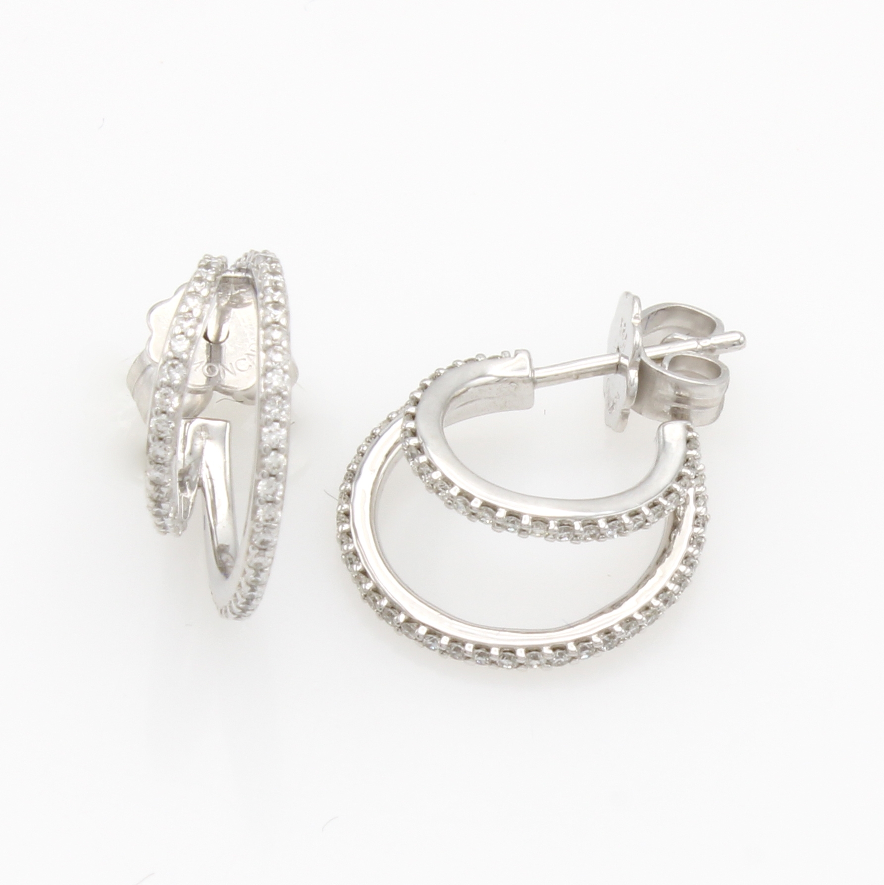Image 27148150 - Paar Steckcreolen mit Brillanten, WG 585/000, 2-rhg., Brill. zus. ca. 0.45 ct ...