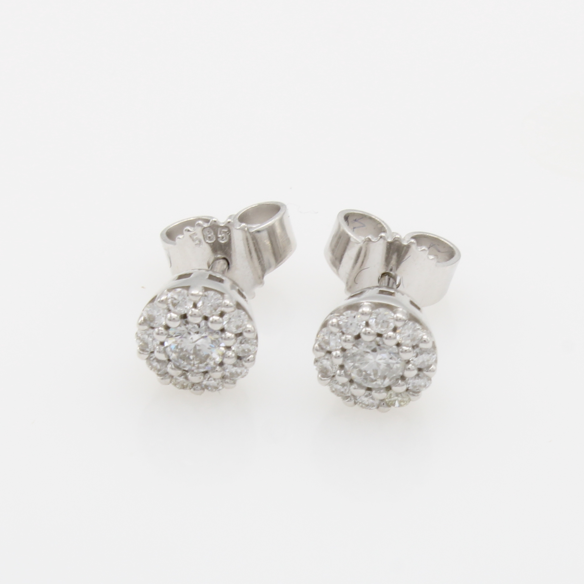 Image 27148152 - Paar Ohrstecker mit Brillanten, WG 585/000, runde Form, Brill. zus. ca. 0.35 ct Weiß/p ...