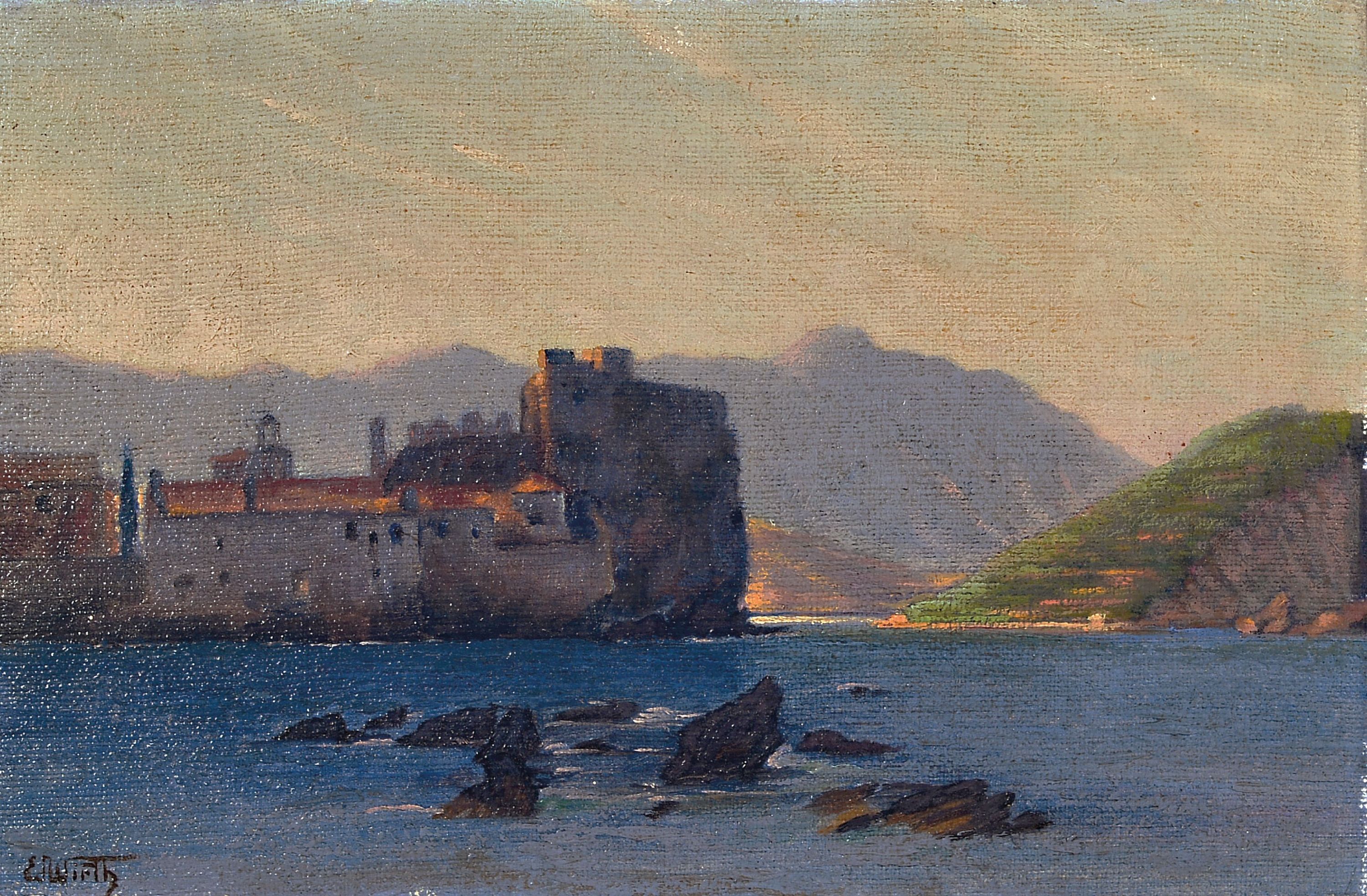 Image 27148180 - Eduard Wirth, 1870 Chotieborsch-1935 Brünn, Felsen vor einer Festung am Meer, ...