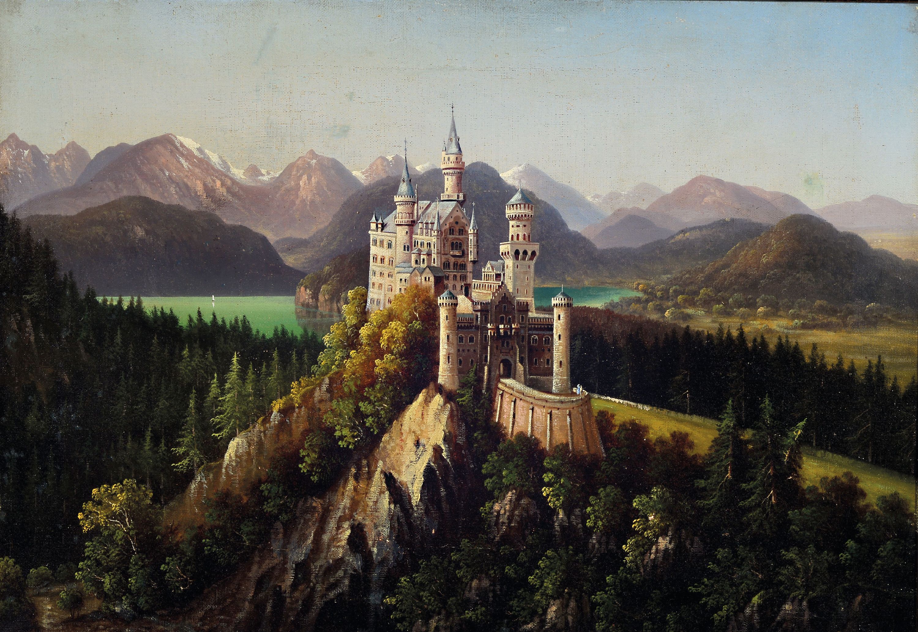 Image 27148183 - Hubert Sattler, 1817-1904 Wien, Blick auf das Schloß Neuschwanstein, im Hintergrund der ...