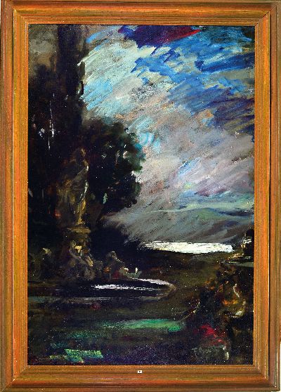 27148140k - Ferdinand Brütt, 1849 Hamburg-1936 Bergen/Celle, Landschaft mit vordergründigem ...