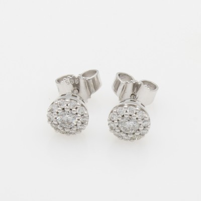 Image Paar Ohrstecker mit Brillanten, WG 585/000, runde Form, Brill. zus. ca. 0.35 ct Weiß/p ...