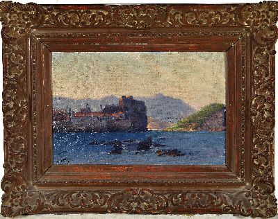 27148180k - Eduard Wirth, 1870 Chotieborsch-1935 Brünn, Felsen vor einer Festung am Meer, ...