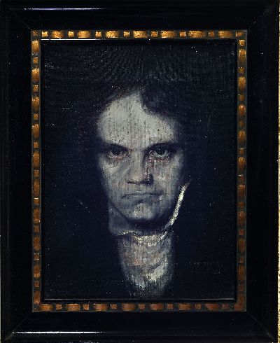 27148181k - Albert Haffner, 1846-1930, Porträt des Ludwig van Beethoven, Grisaillemalerei in Grau ...