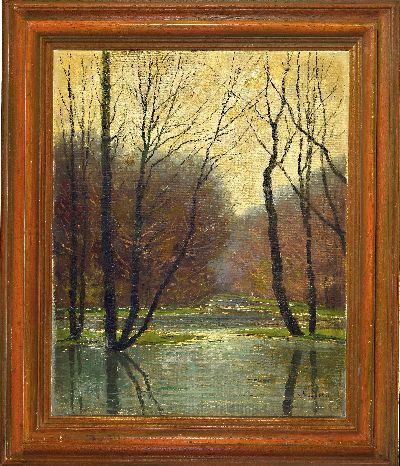27148194k - Karl Dussault, 1840 Karlsruhe-1930, Winter am Altrhein, Öl/Lwd, re. u. sign., ca. ...