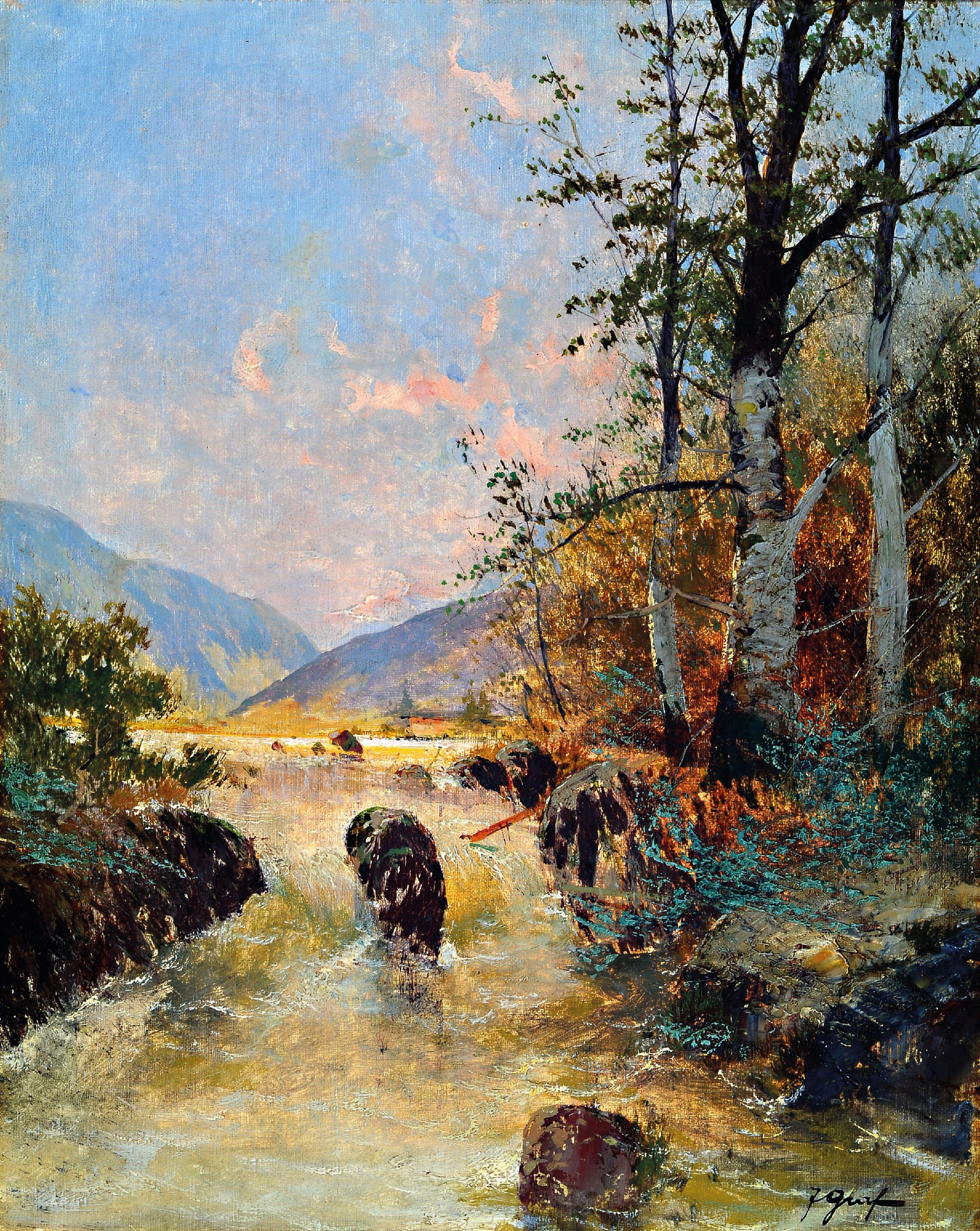Image 27148229 - J. Graf, österreichischer Künstler, um 1900, Aus dem Etschtale, rückseitig so ...