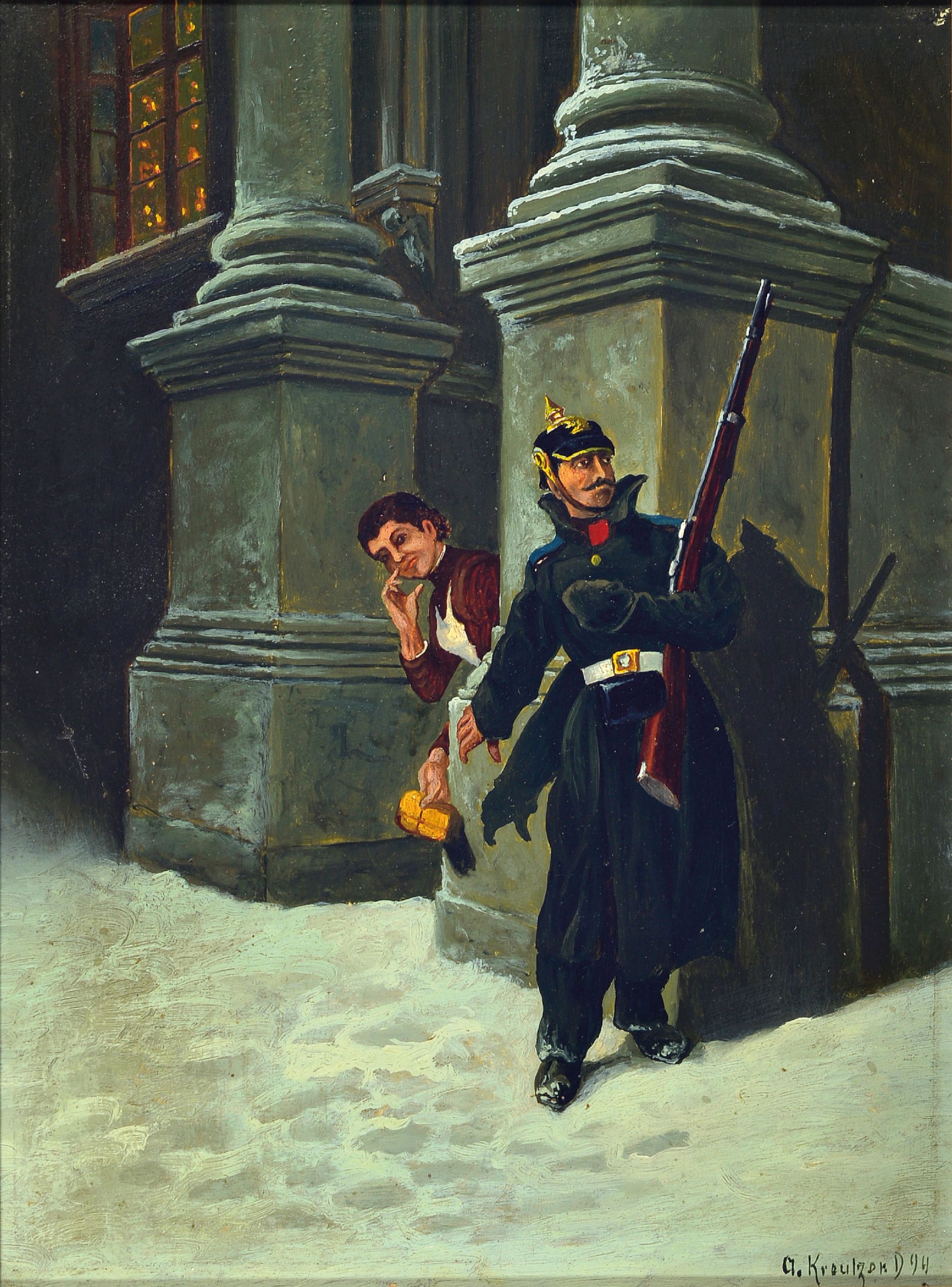 Image 27148263 - Alexandre Ferdinand Kreutzer, um 1860-1917, Das Weihnachtsgeschenk, so rückseitig ...