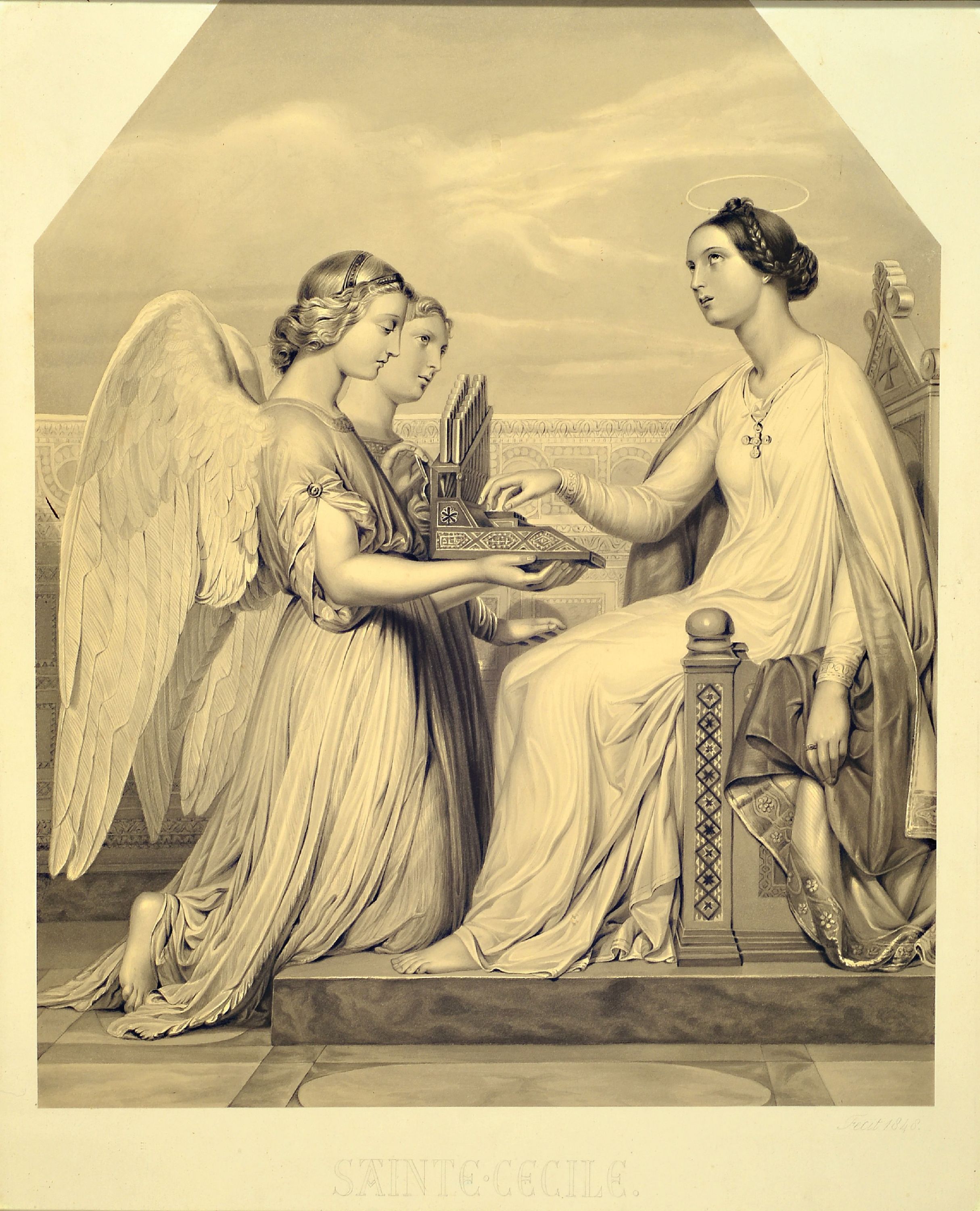 Image 27148265 - Unbekannter Künstler, Frankreich, datiert 1848, Die Heilige Cäcilie, Schutzpatronin ...