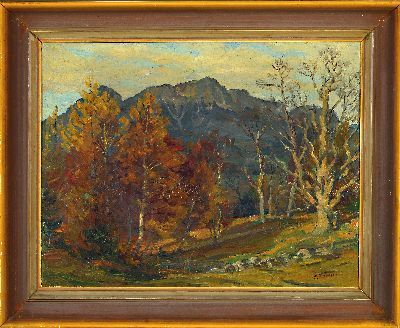 27148219k - Peter Förtsch, 1888 Nürnberg-1972 Berchtesgaden, Allgäu im Herbst, rückseitig so ...