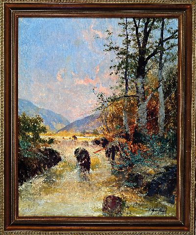 27148229k - J. Graf, österreichischer Künstler, um 1900, Aus dem Etschtale, rückseitig so ...