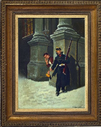 27148263k - Alexandre Ferdinand Kreutzer, um 1860-1917, Das Weihnachtsgeschenk, so rückseitig ...