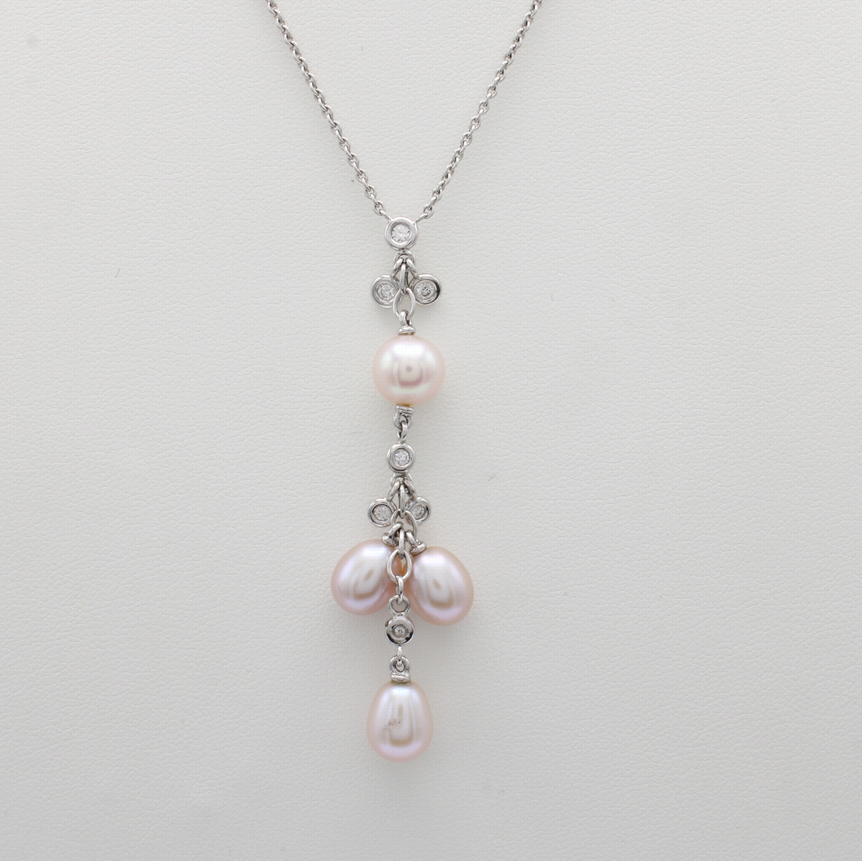 Image 27148430 - Collier mit Süßwasserzuchtperlen und Brillanten, WG 750/000, runde u. ovale ...