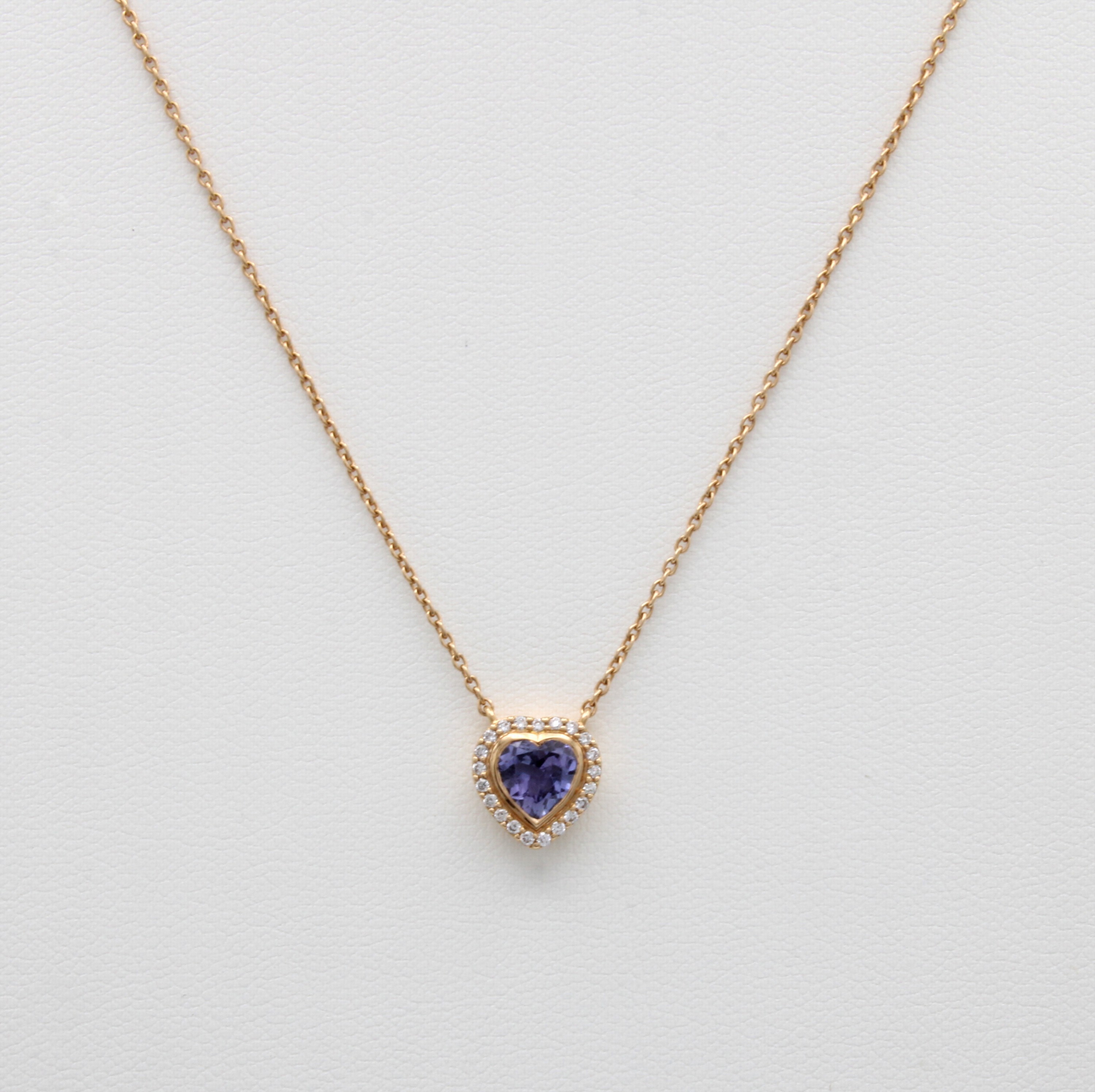 Image 27148466 - Herzcollier mit Tansanit und Brillanten, RG 750/000, Tansanit ca. 0.83 ct Weiß/si ...