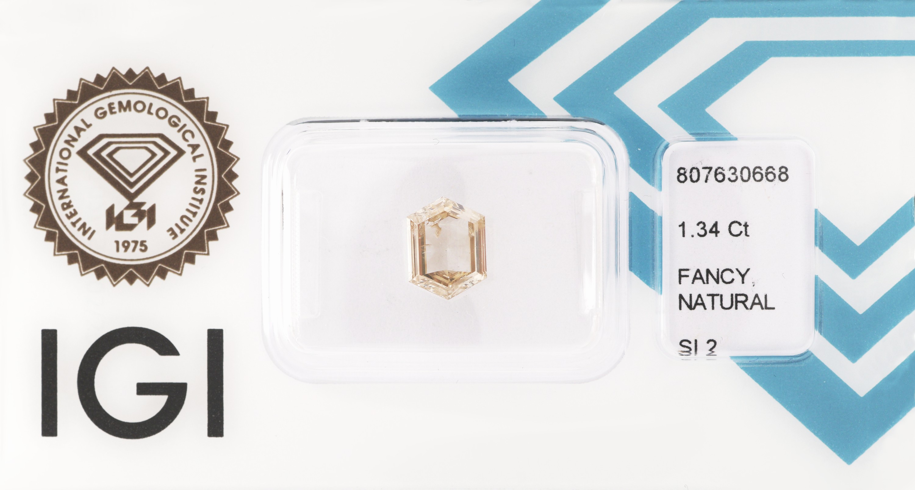 Image 27148603 - Loser Diamant, 1.34 ct Natural Fancy Light Brownish Yellow/si2, Hexagonal Step Cut, 8.14 ...