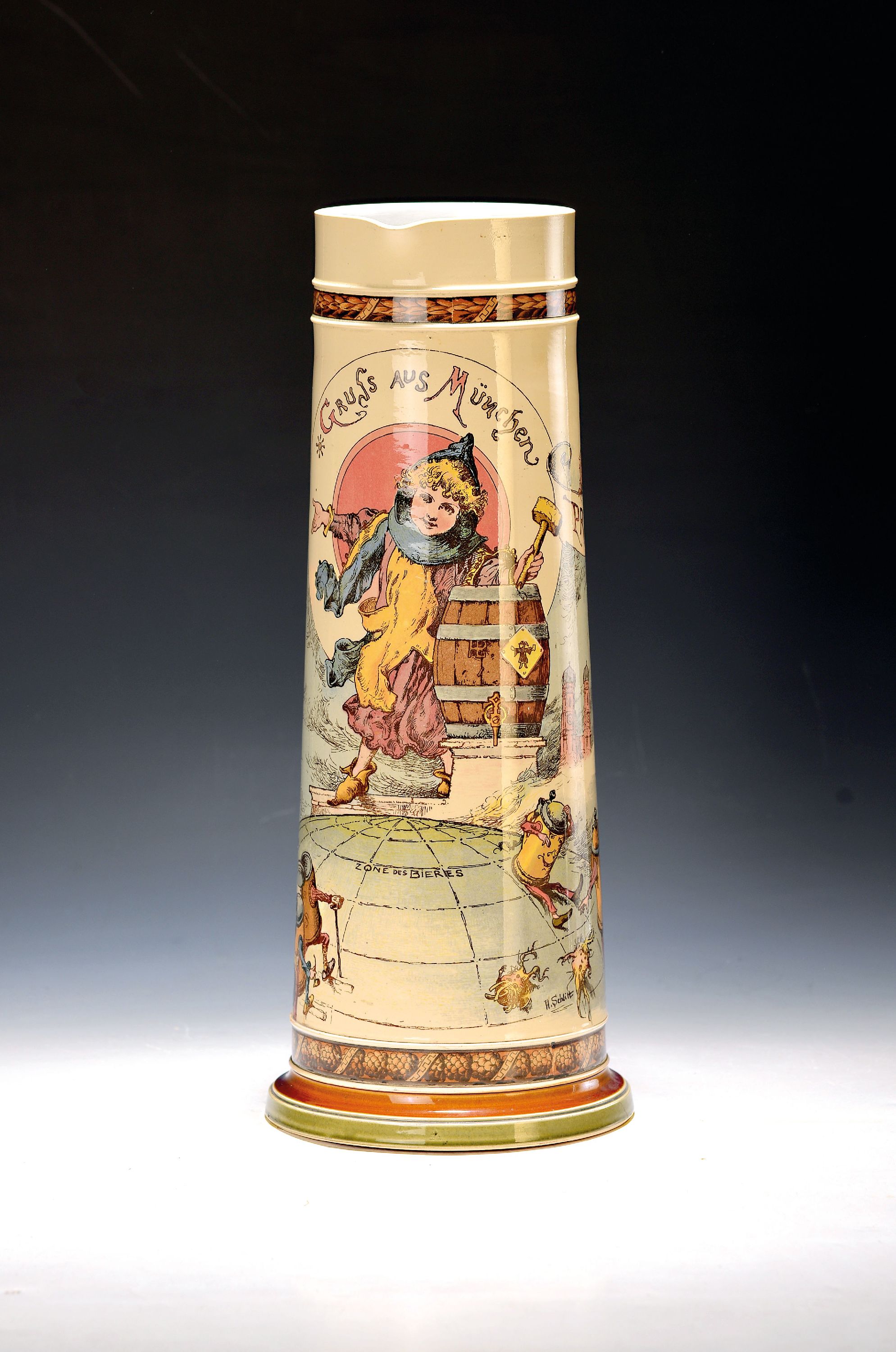 Image 27148649 - Großer Bierkrug mit Münchner Kindl, Villeroy & Boch, Mettlach, um um 1905, Keramik, ...