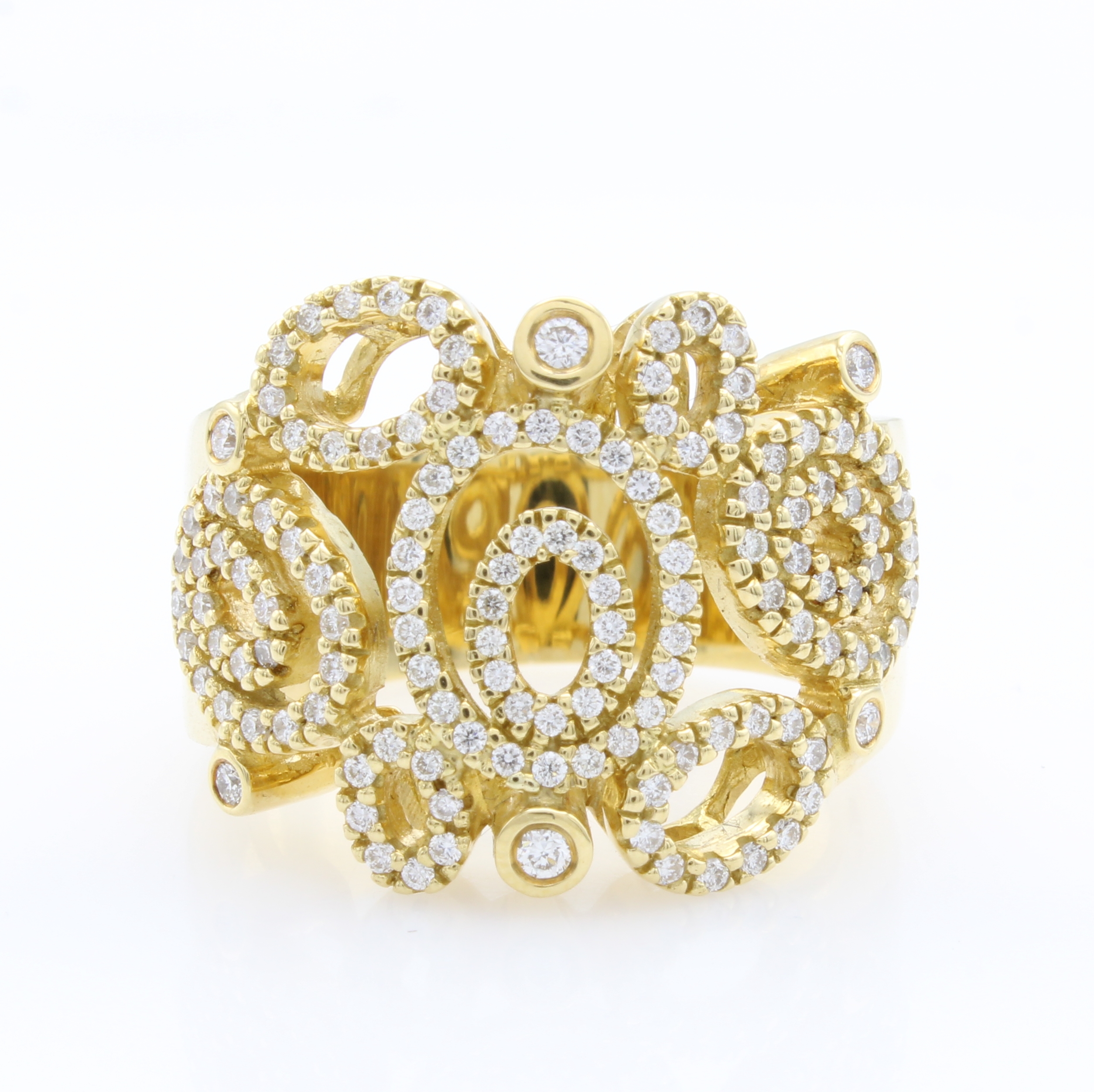 Image 27148818 - Ring mit Brillanten, GG 750/000, 6 Solitäre u. Besatzbrill. (in Ovale gef.) zus. ca. ...