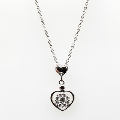 Image Herzanhänger mit Brillant an Ankerkette, WG 590/000, Brill. ca. 0.23 ct Weiß/si, Kara- ...