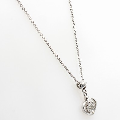 27148819a - Herzanhänger mit Brillant an Ankerkette, WG 590/000, Brill. ca. 0.23 ct Weiß/si, Kara- ...