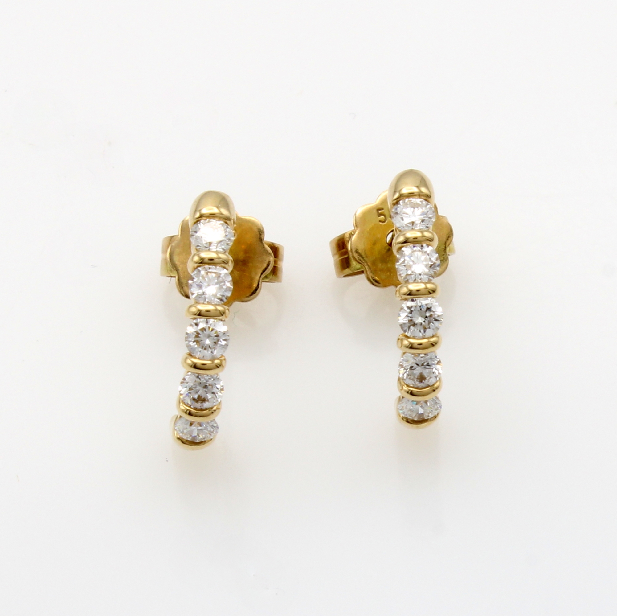 Image 27149002 - Paar Steckcreolen mit Brillanten, GG 585/000, 10 Brill. zus. 0.50 ct feines ...