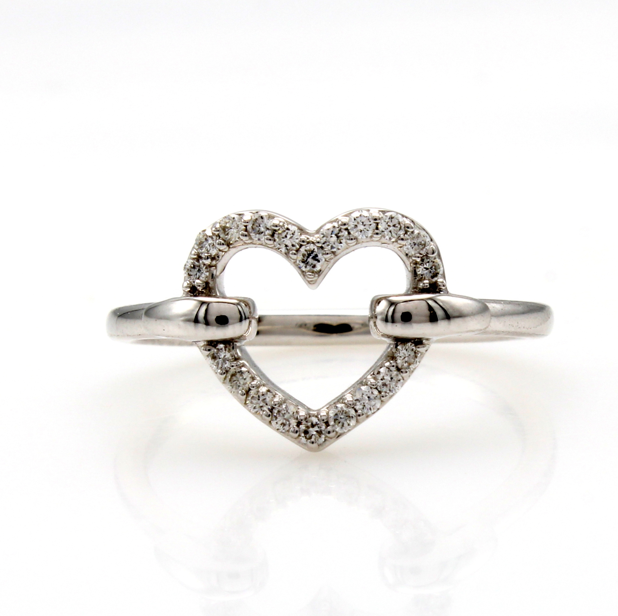Image 27149034 - Herzring mit Brillanten, WG 585/000, Brill. zus. ca. 0.15 ct Weiß/si, RW ca. 56 ...