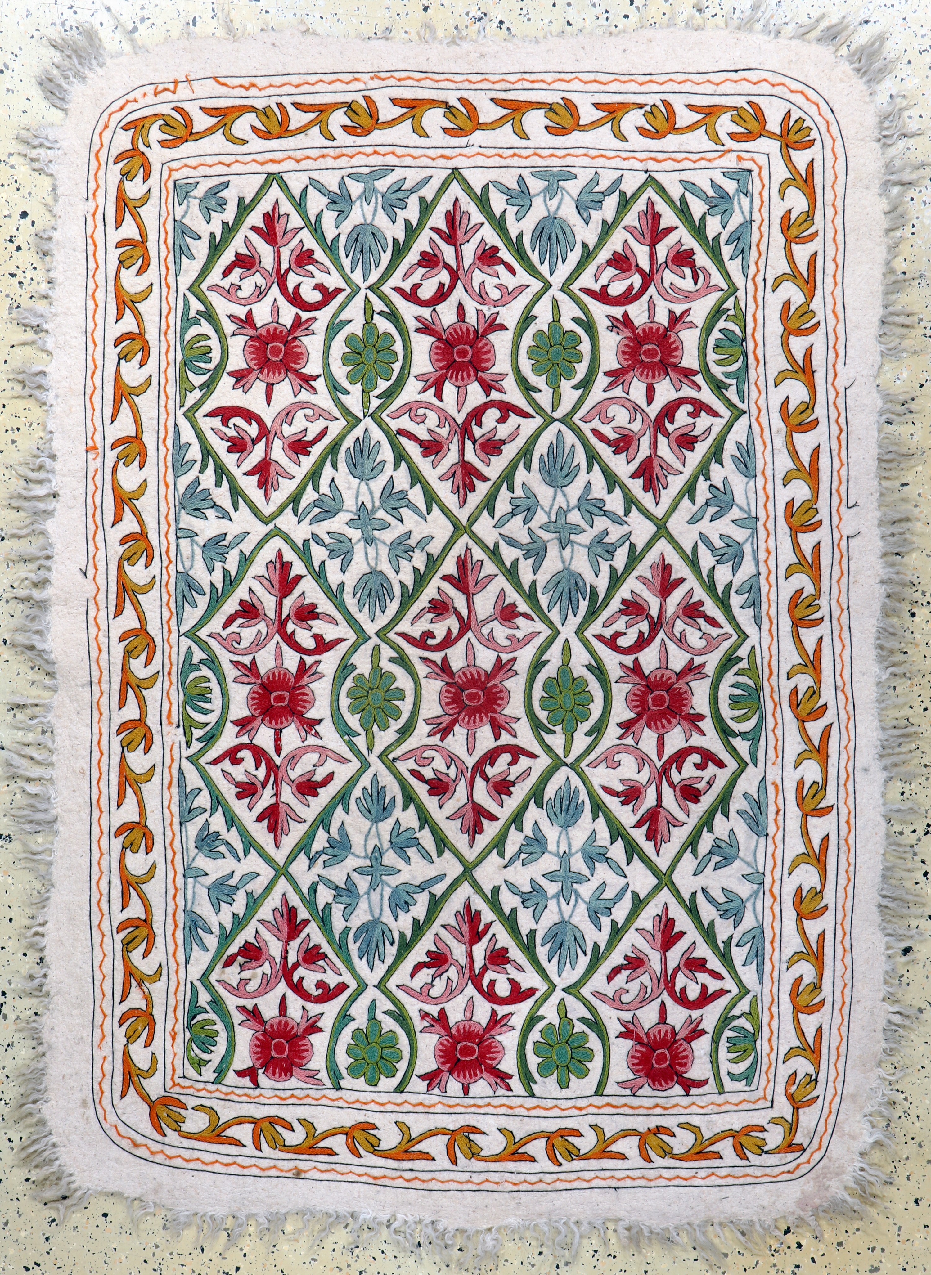 Image 27149040 - #´Felt carpet#´old, Persia, early 20th century, wool embroidery on felt, approx. 170 x ...