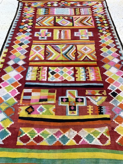 27149031i - Kelim alt, Marokko, Anfang 20.Jhd, Wolle auf Wolle, ca. 330 x 185 cm, verfärbt, EHZ: ...