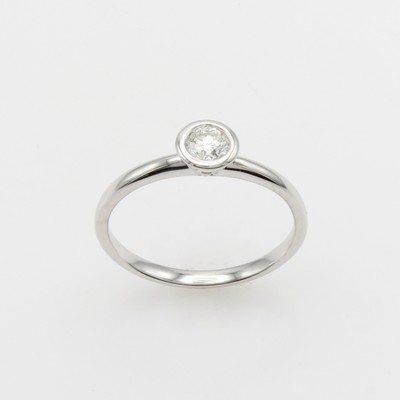 27149033a - Ring mit Brillant, WG 585/000, Brill. in Zargenfassung ca. 0.30 ct Weiß/si, RW ca. 56 ...