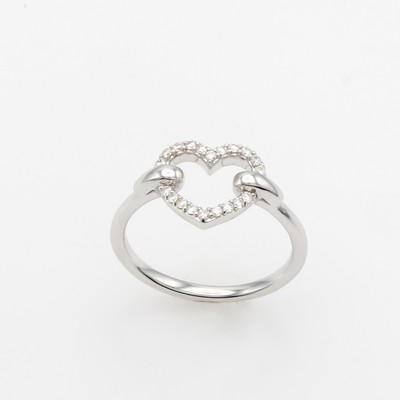 27149034a - Herzring mit Brillanten, WG 585/000, Brill. zus. ca. 0.15 ct Weiß/si, RW ca. 56 ...
