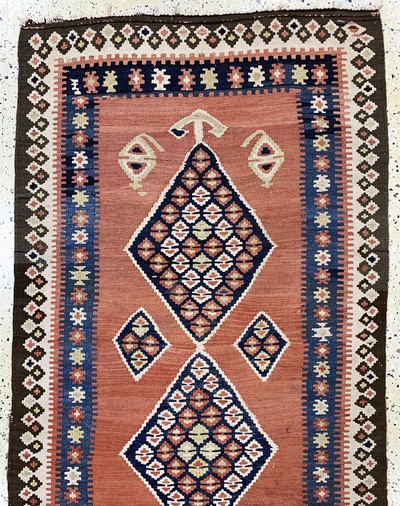 27149035a - Bidjar Kelim alt, Persien, Anfang 20.Jhd, Wolle auf Baumwolle, ca. 330 x 107 cm, EHZ: 2 ...
