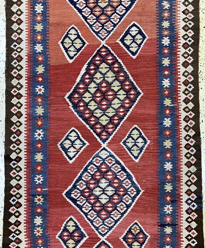 27149035b - Bidjar Kelim alt, Persien, Anfang 20.Jhd, Wolle auf Baumwolle, ca. 330 x 107 cm, EHZ: 2 ...