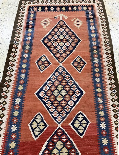 27149035d - Bidjar Kelim alt, Persien, Anfang 20.Jhd, Wolle auf Baumwolle, ca. 330 x 107 cm, EHZ: 2 ...
