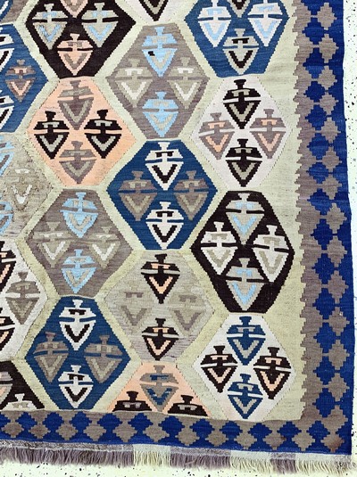 27149044h - Shahsawan Kilim old, Persia, early 20th century, wool on wool, approx. 360 x 165 cm, ...