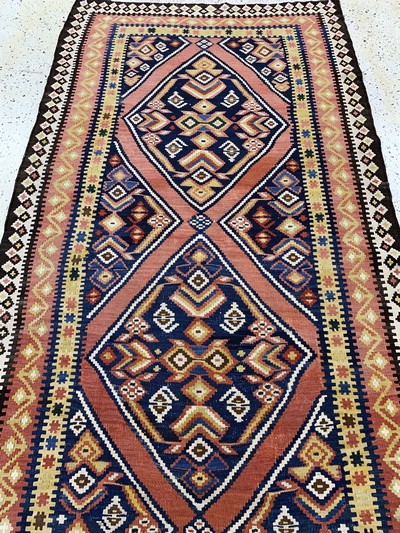 27149045e - Bijar Kilim, Persia, early 20th century, wool on cotton, approx. 385 x 120 cm, condition: ...