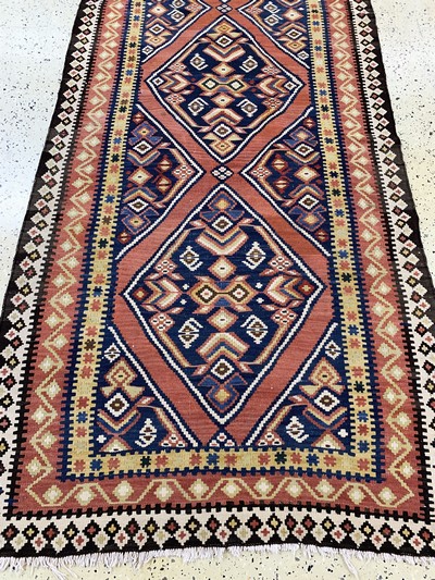 27149045f - Bijar Kilim, Persia, early 20th century, wool on cotton, approx. 385 x 120 cm, condition: ...