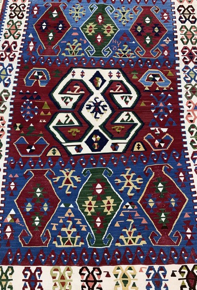 27149049c - 2 Lots Shahsawan Kelim, Persien, Ende 20.Jhd, Wolle auf Wolle, ca. 160 x 107 cm, EHZ: 2 ...