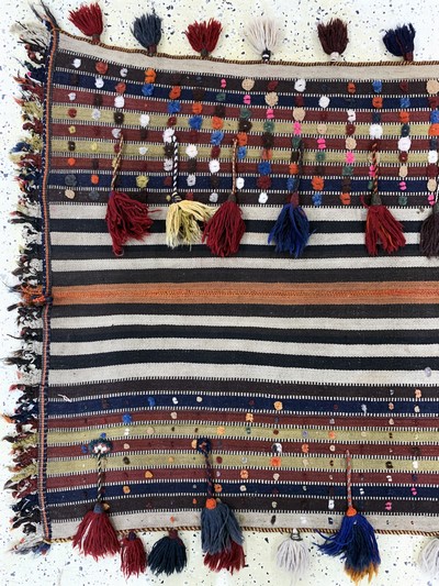 27149052a - Zeltschmuck alt(2 Bahnig), Persien, Anfang 20.Jhd, Wolle auf Wolle, ca. 310 x 115 cm, ...