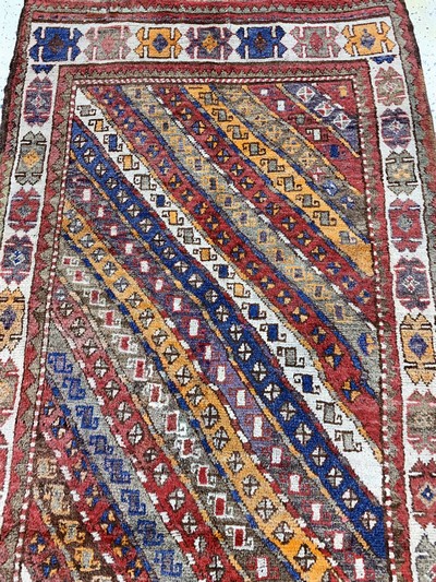 27149056e - Kurdish village carpet antique, Turkey, around1900, wool on wool, approx. 275 x 114 cm, ...