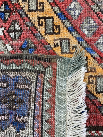 27149056h - Kurdish village carpet antique, Turkey, around1900, wool on wool, approx. 275 x 114 cm, ...